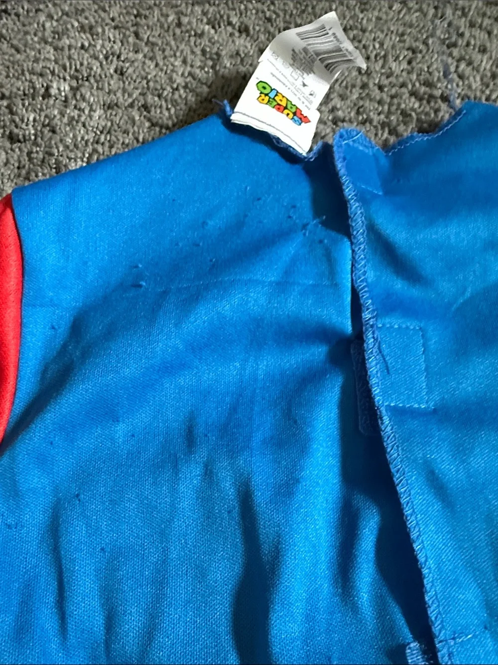 Disguise Kids Blue and Red  Mario Costume with Yellow Buttons